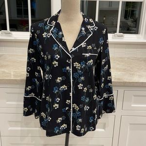 Ella Moss black floral long sleeve blouse